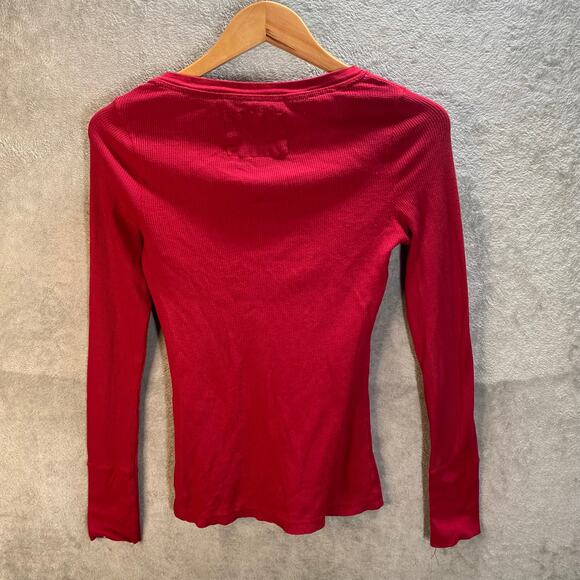 Y2k Aeropostale Waffle Knit Henley Top Large Button Up Elena Bella Indie Grunge - Picture 2 of 10